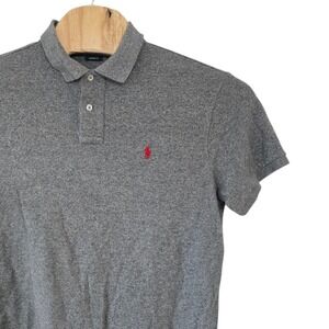 Polo Ralph Lauren Gray Custom Fit Polo Shirt Mens L Short Sleeve